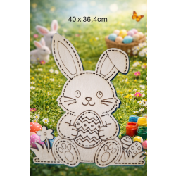 Królik Wielkanocny z pisankami 40cm, królik 40cm, sklejka 3mm